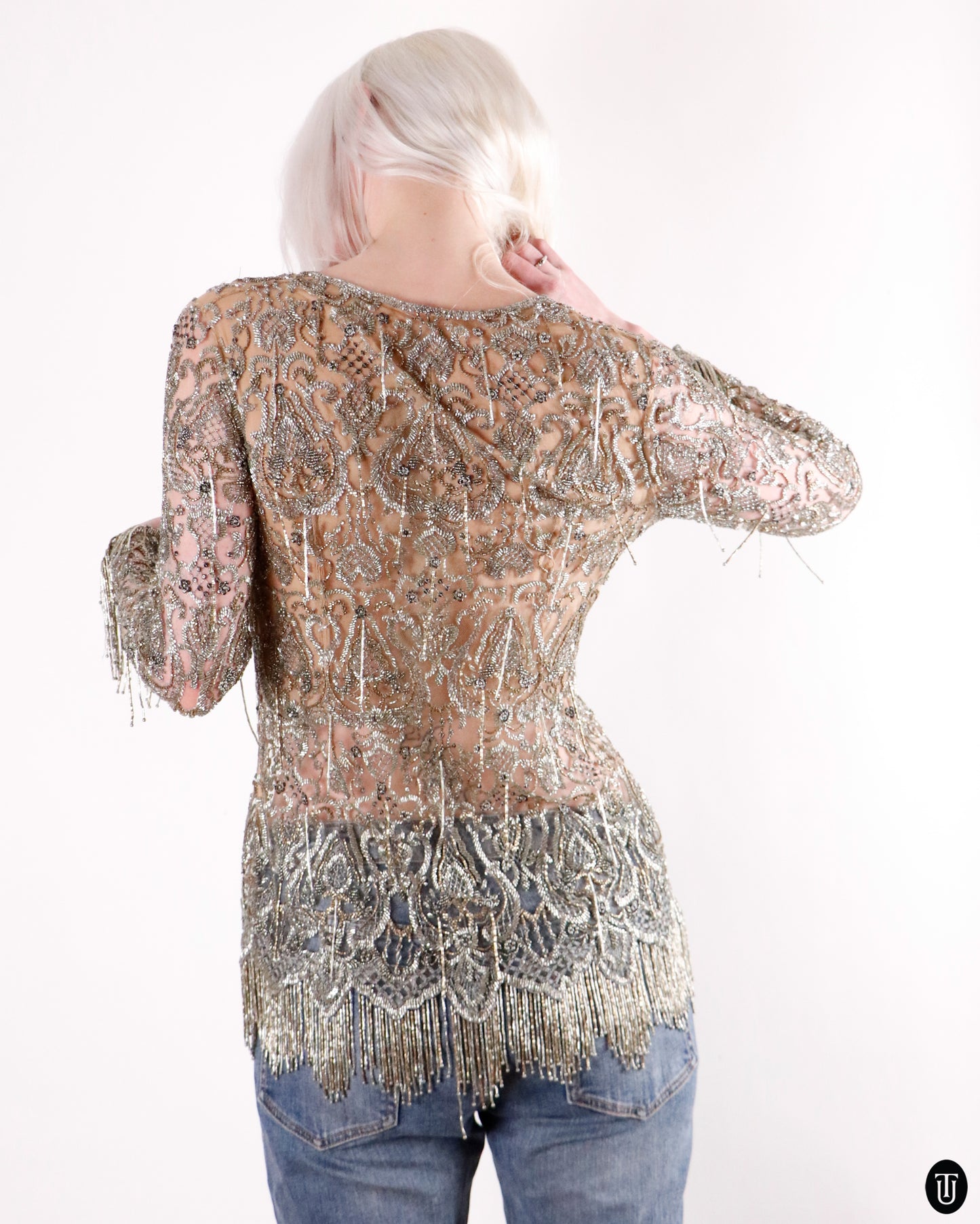 90's Balmain Haute Couture Beaded Top XS