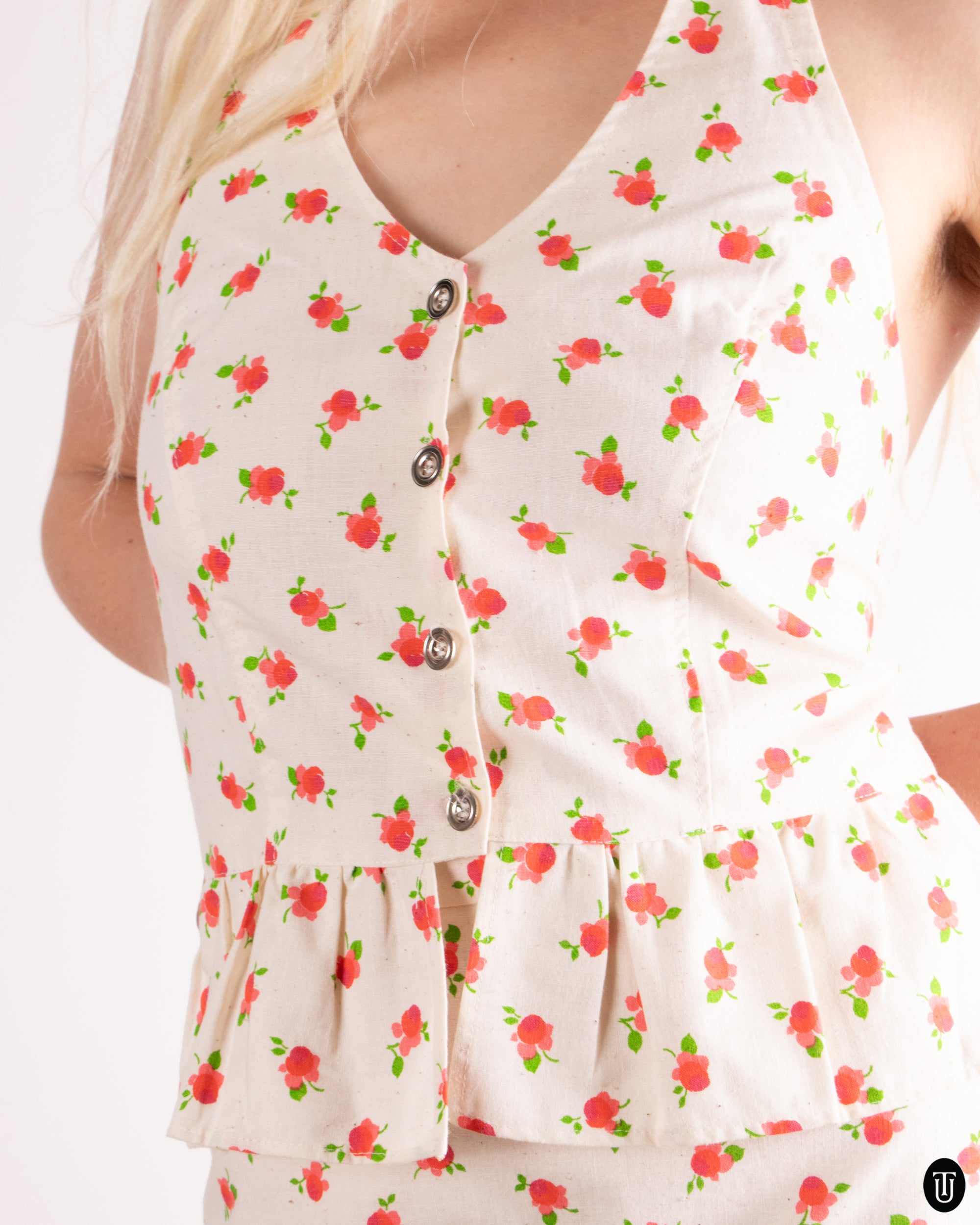 70s Carli Gry Copenhagen Strawberry Skirt Set M