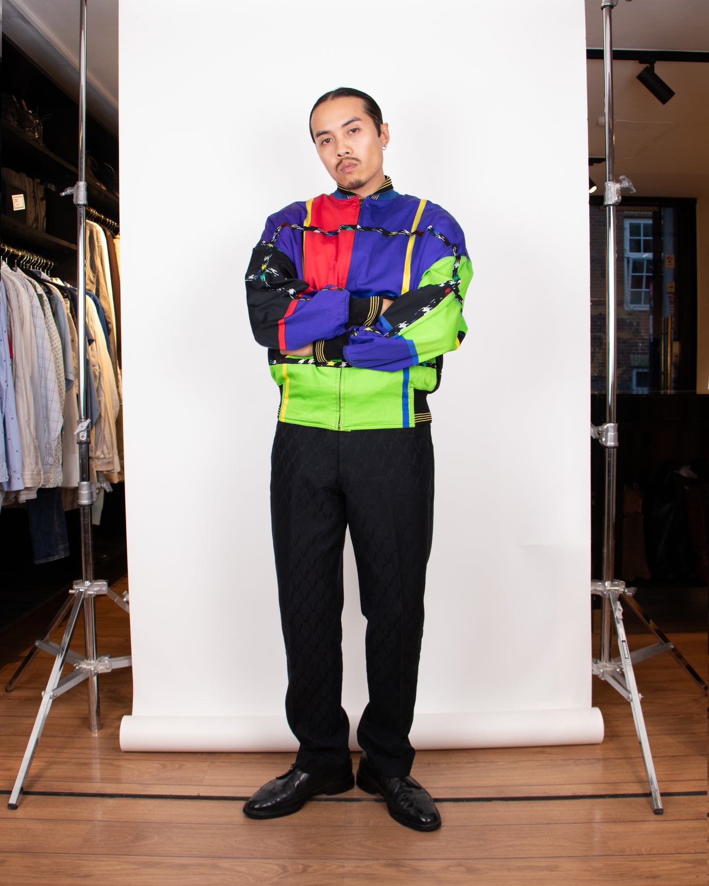 80's Gianni Versace Multi-Colored Bomber Jacket M