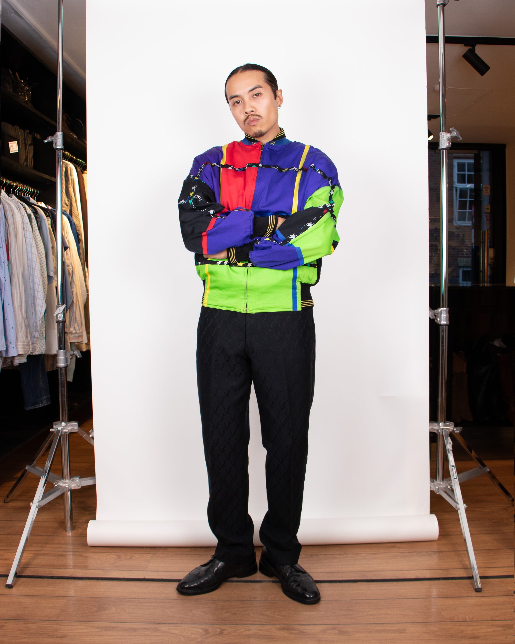 1980s Gianni Versace Multi-Colored Cotton Bomber Jacket M