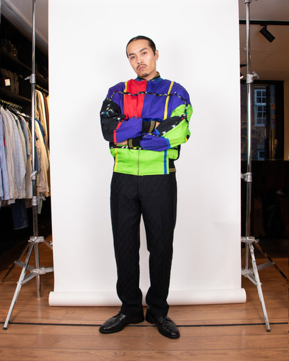 80's Gianni Versace Multi-Colored Bomber Jacket M