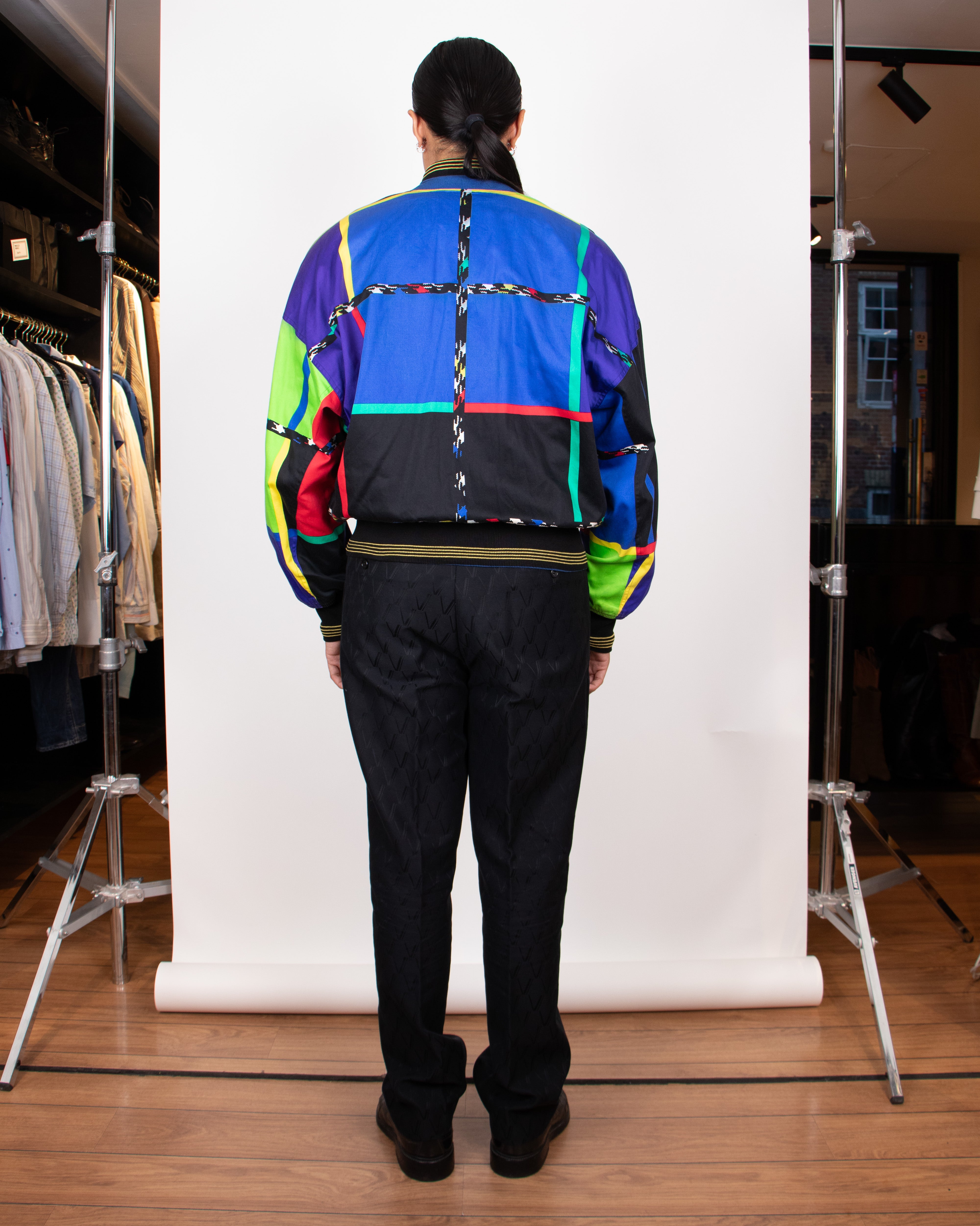 80's Gianni Versace Multi-Colored Bomber Jacket M