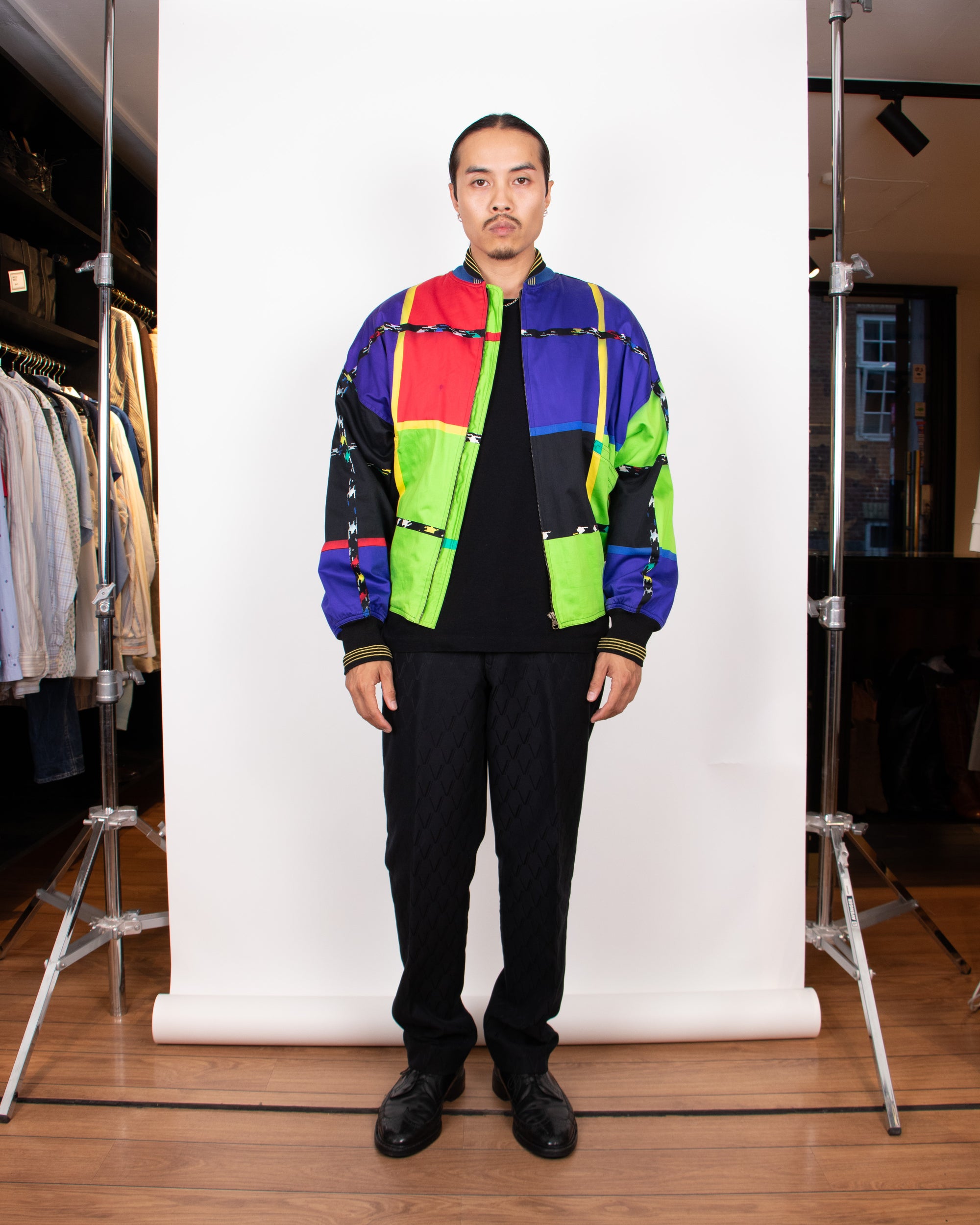 1980s Gianni Versace Multi-Colored Cotton Bomber Jacket M