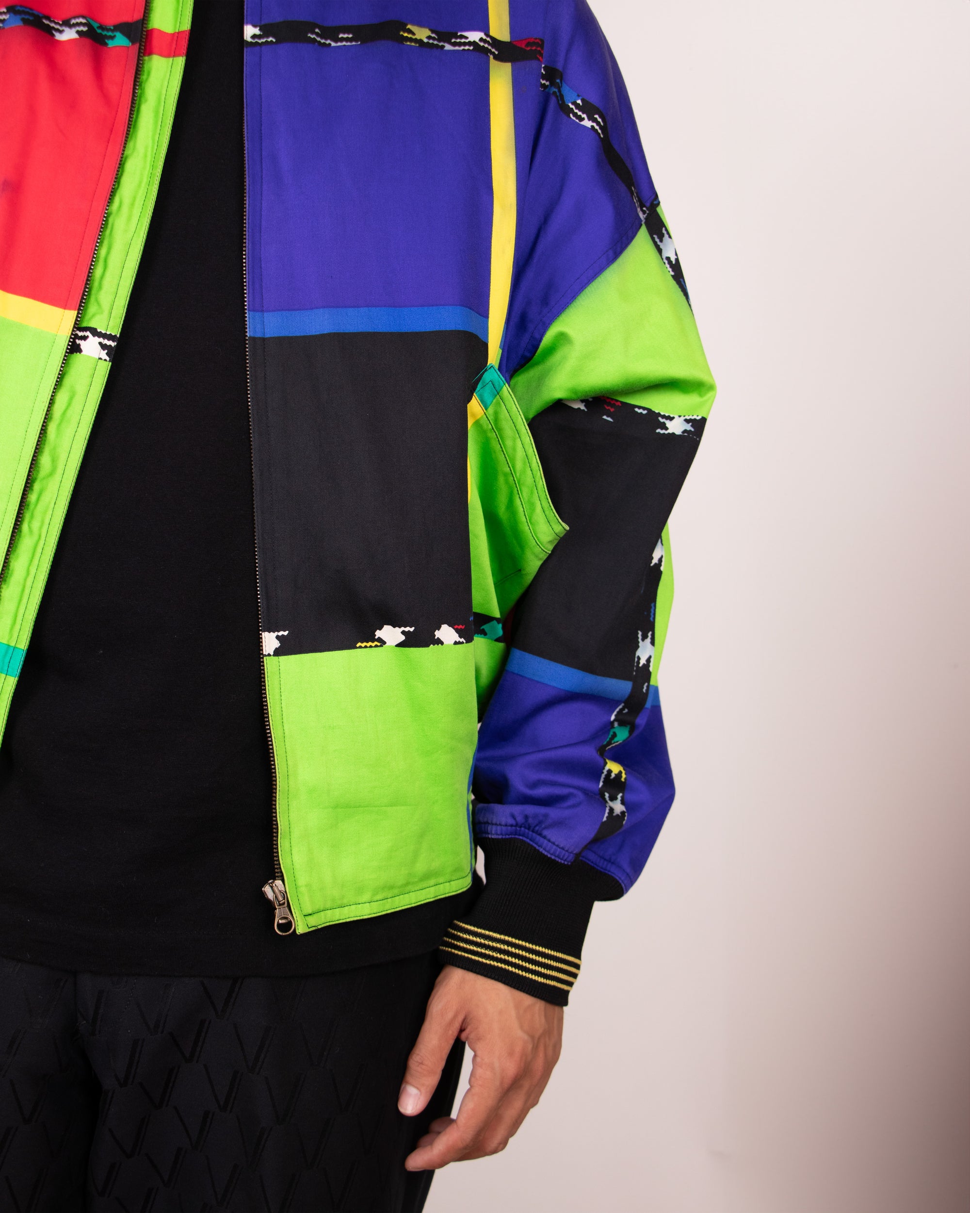 1980s Gianni Versace Multi-Colored Cotton Bomber Jacket M