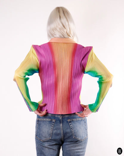 90's Issey Miyaki Rainbow Pleated Shirt M