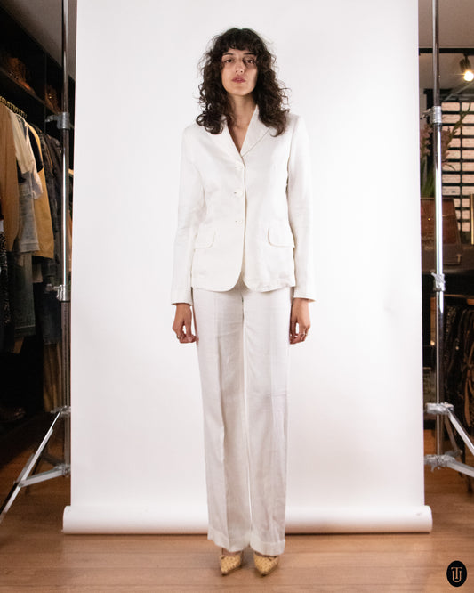 90's Gian Franco Ferré White linen suit S