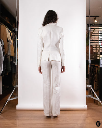 90's Gian Franco Ferré White linen suit S