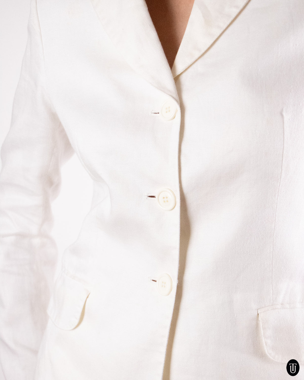 90's Gian Franco Ferré White linen suit S