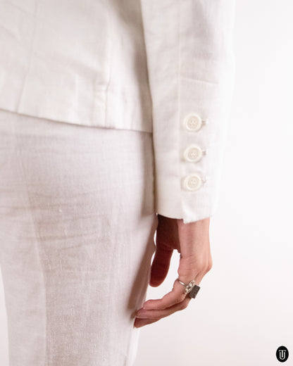 90's Gian Franco Ferré White linen suit S