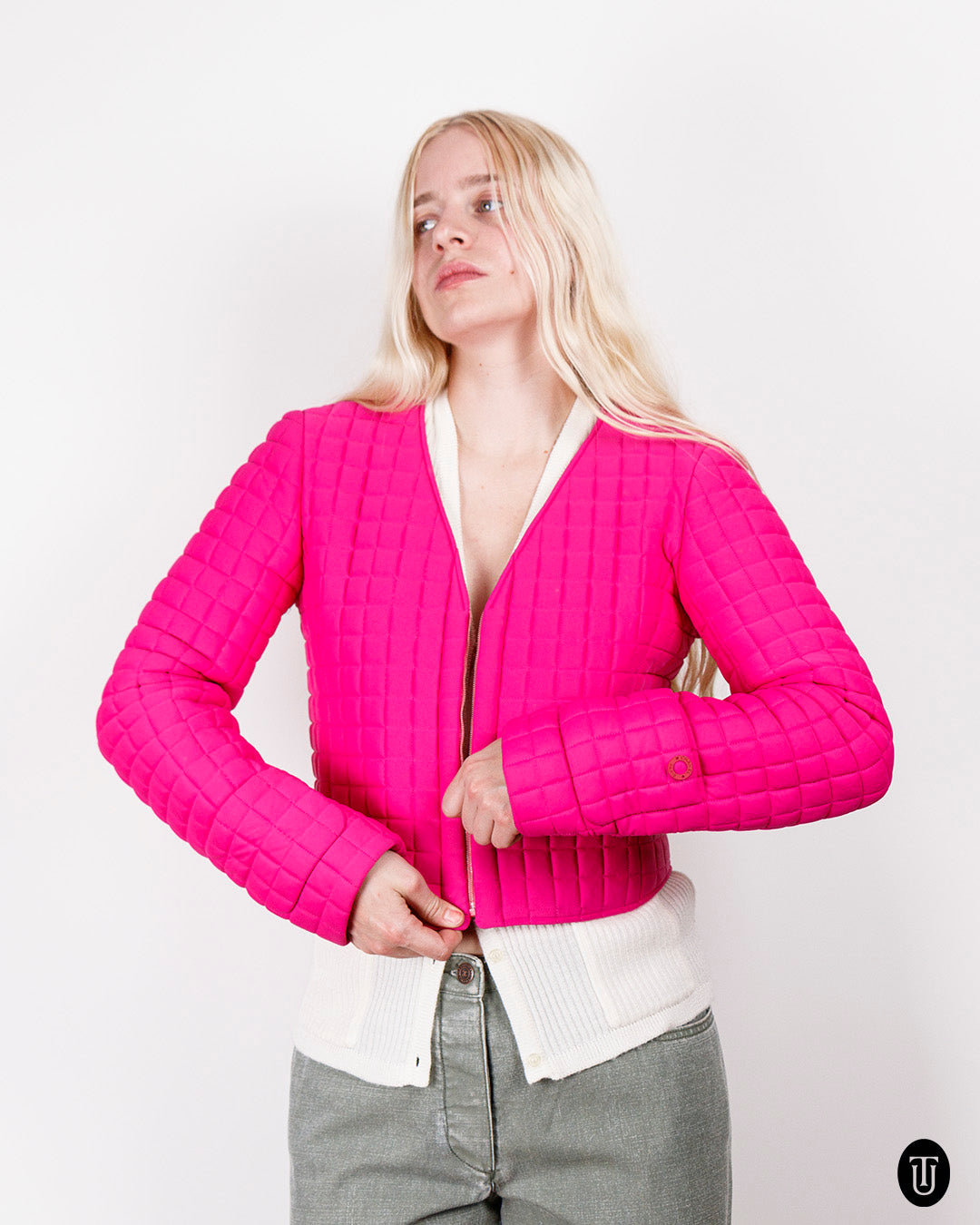 2000s Chanel Hot Pink Quilted Jacket S