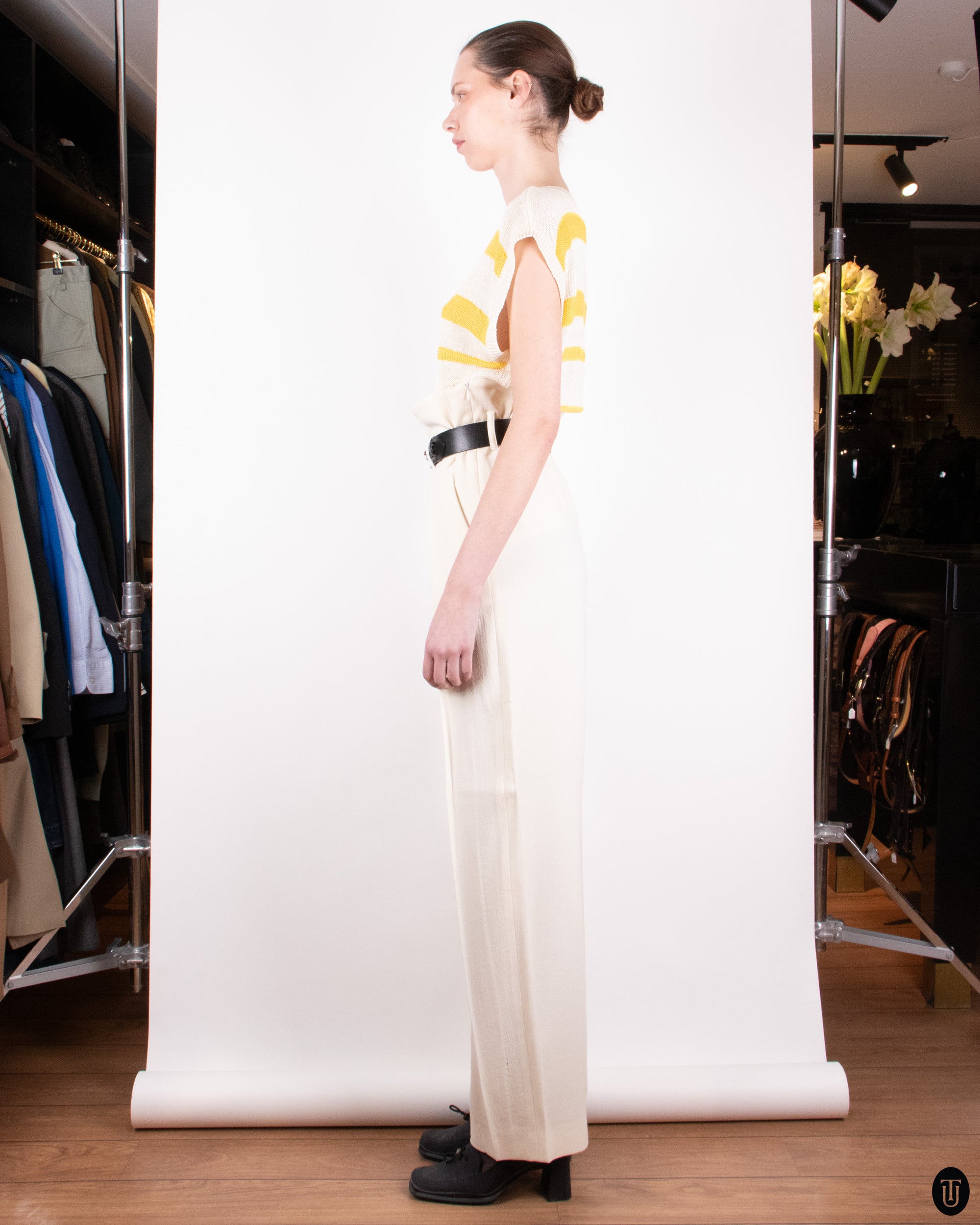00's Lanvin Cream Wool Trousers S