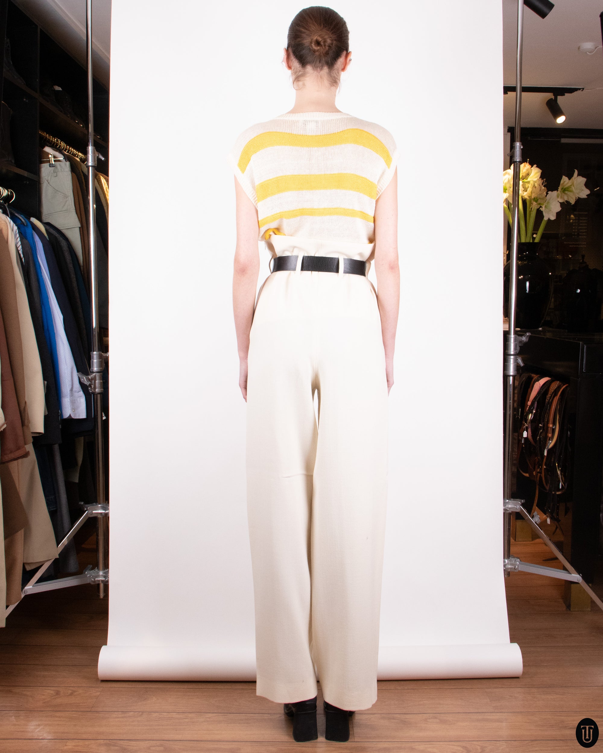00's Lanvin Cream Wool Trousers S
