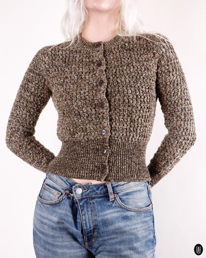 00's Prada Textured Wool-Cashmere Cardigan M