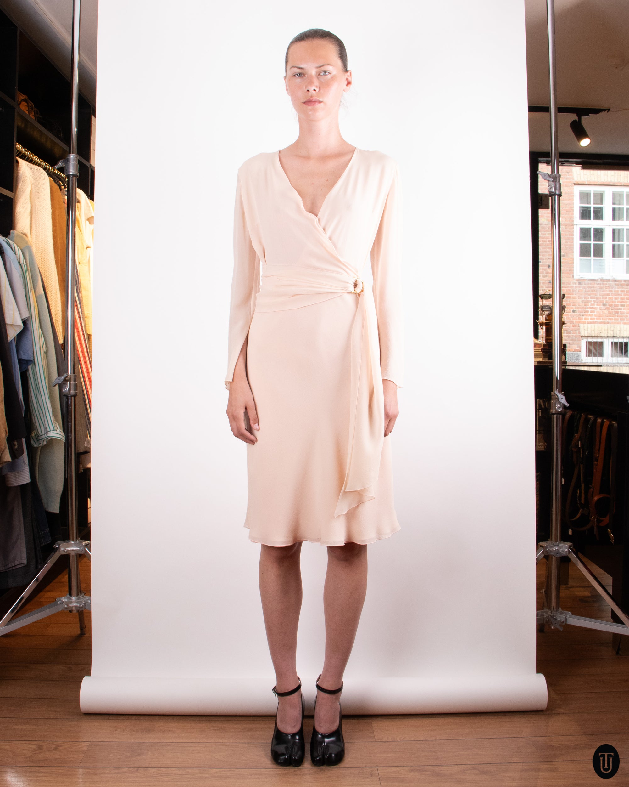 00's Silk Wrap Dress M