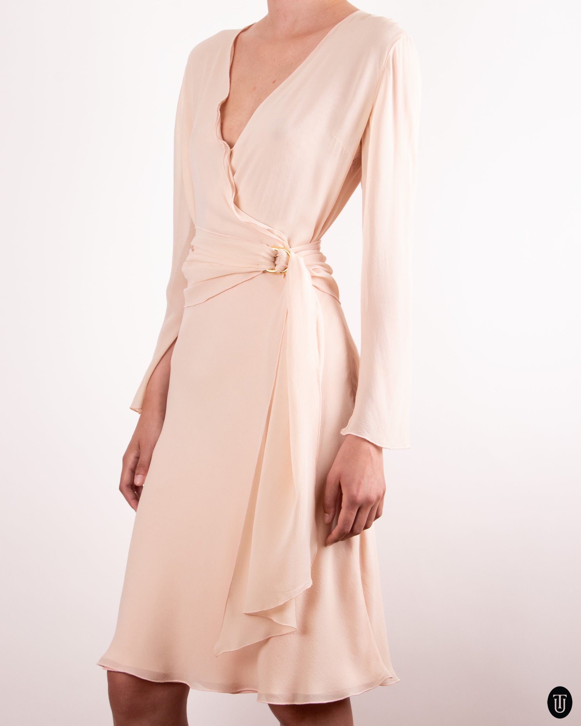 00's Silk Wrap Dress M