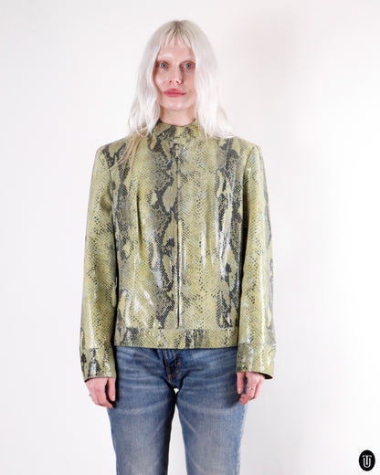 90's Betty Barclay Snake Print Leather Jacket L