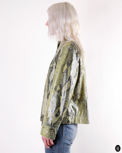 90's Betty Barclay Snake Print Leather Jacket L