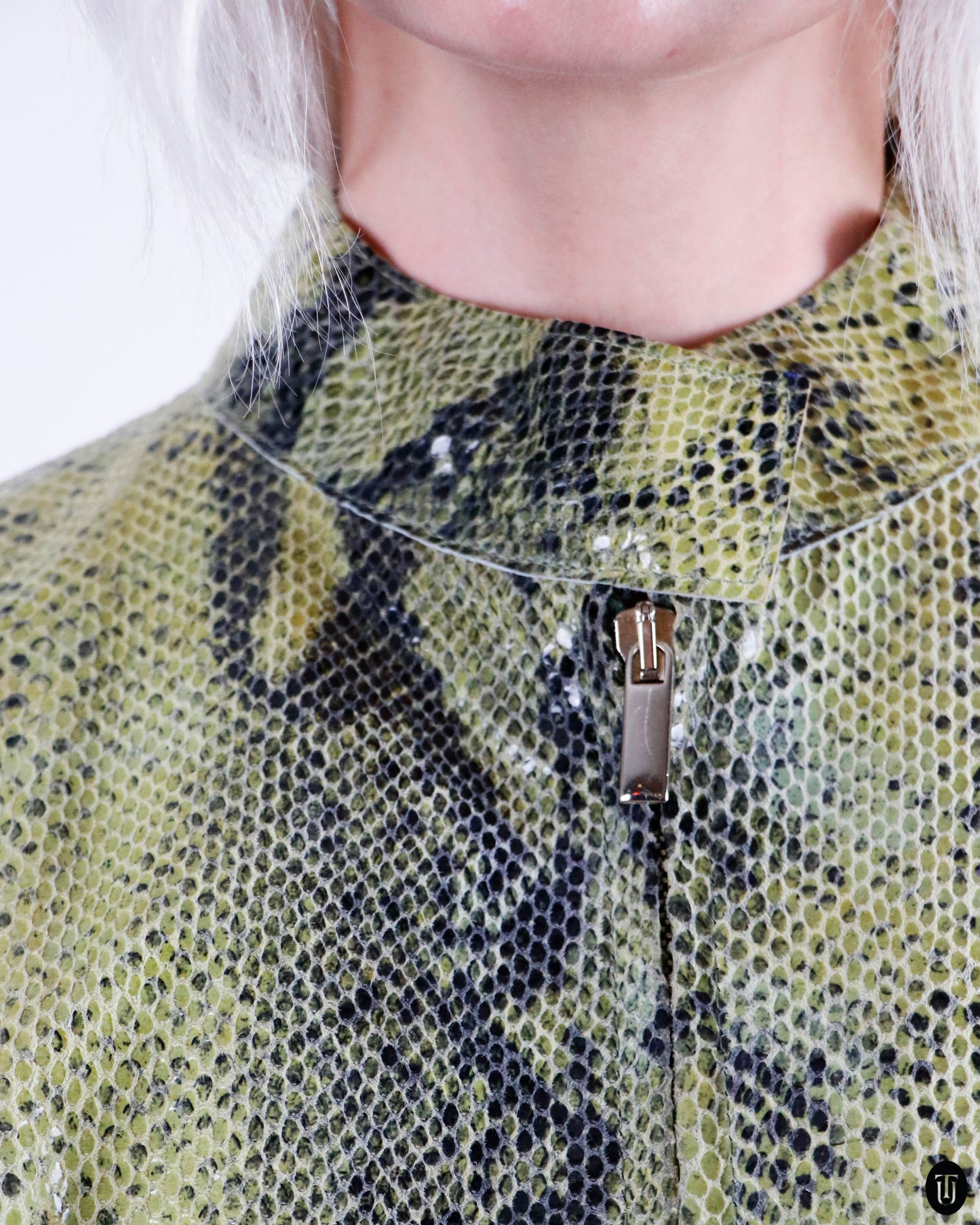 90's Betty Barclay Snake Print Leather Jacket L