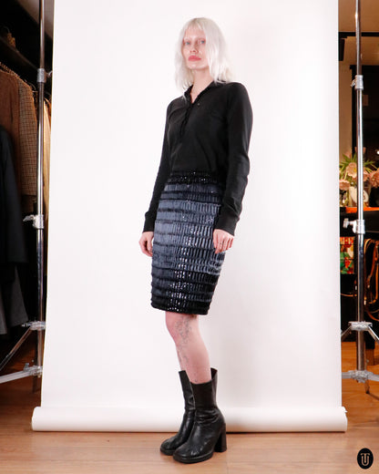 00's Chanel Haute Couture Silk Knee-Length Skirt M