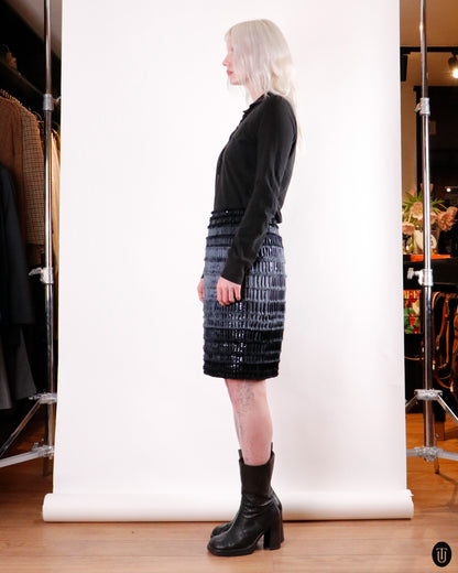 00's Chanel Haute Couture Silk Knee-Length Skirt M