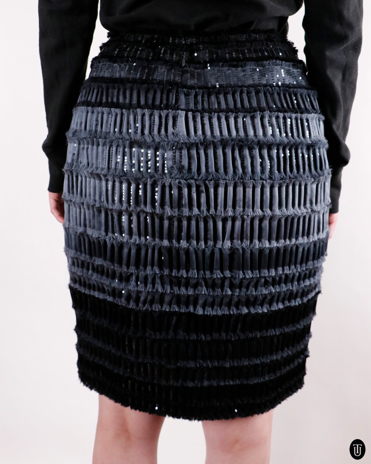 00's Chanel Haute Couture Silk Knee-Length Skirt M