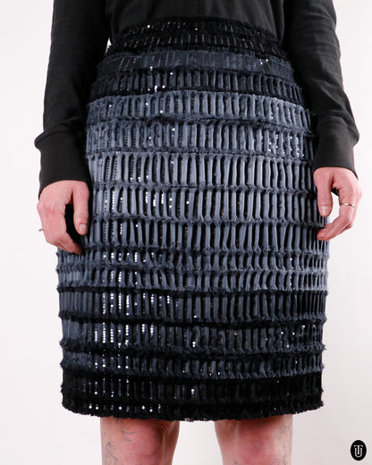 00's Chanel Haute Couture Silk Knee-Length Skirt M