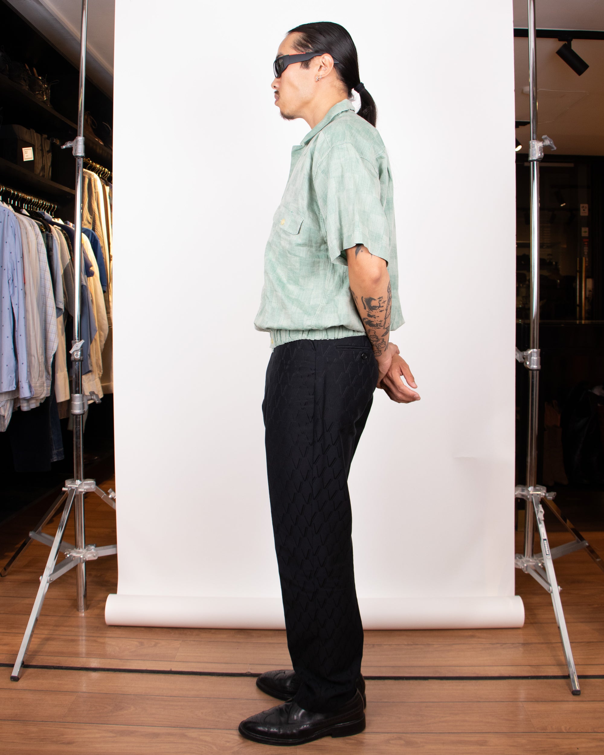 1970s Brioni Green Linen Short-Sleeved Shirt S/M