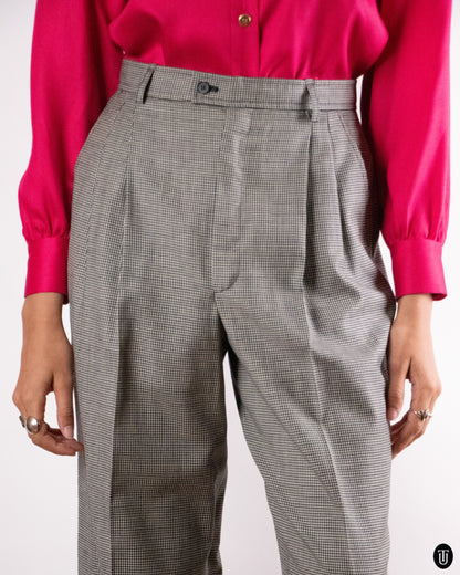 80's Yves Saint Laurent "Rive Gauche" Checkered Cotton Trousers S