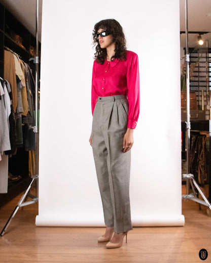 80's Yves Saint Laurent "Rive Gauche" Checkered Cotton Trousers S