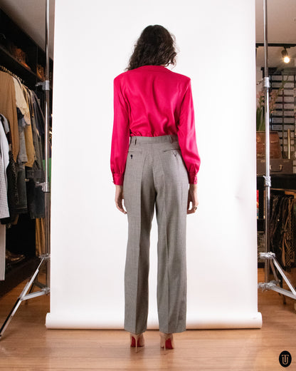 80's Yves Saint Laurent "Rive Gauche" Checkered Cotton Trousers S