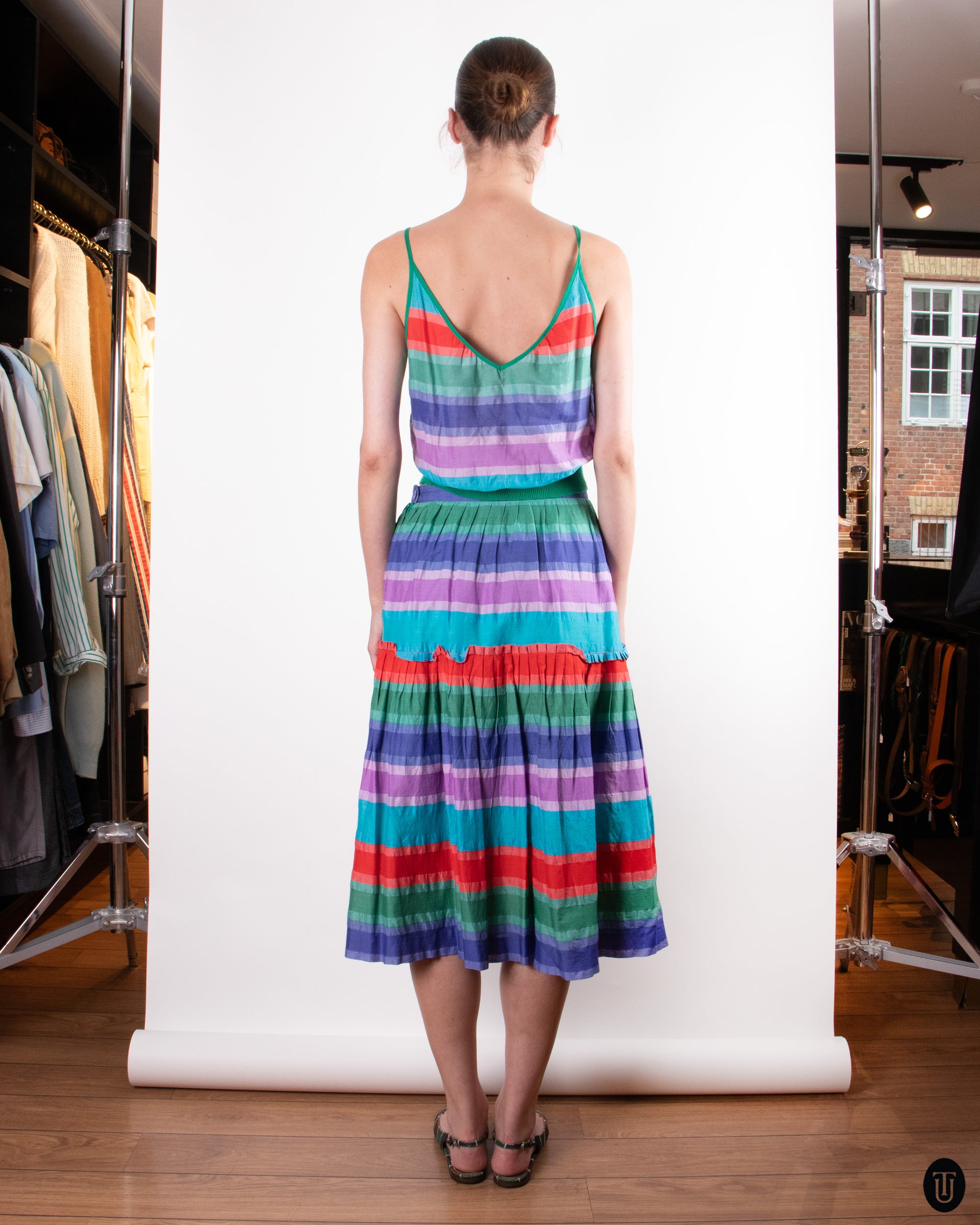 80's Cotton Skirt Set M