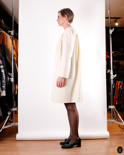 80's Valentino Cream Wool Coat M
