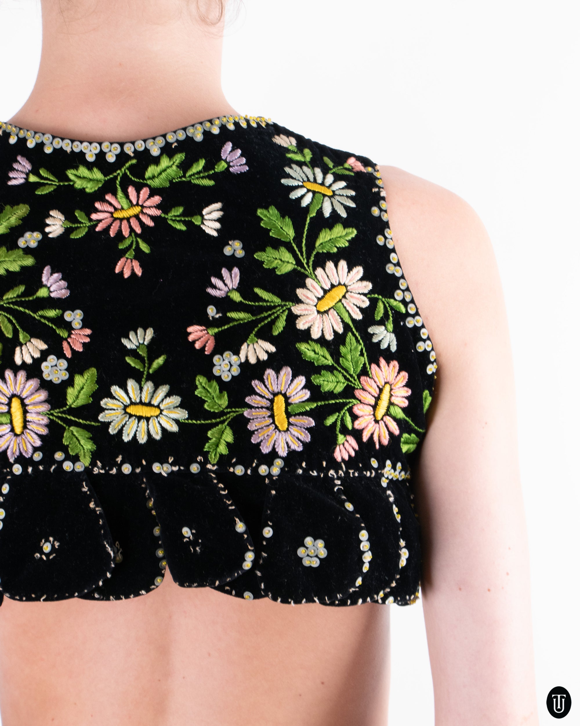 Early 1900's Vintage Embroidered Vest XS