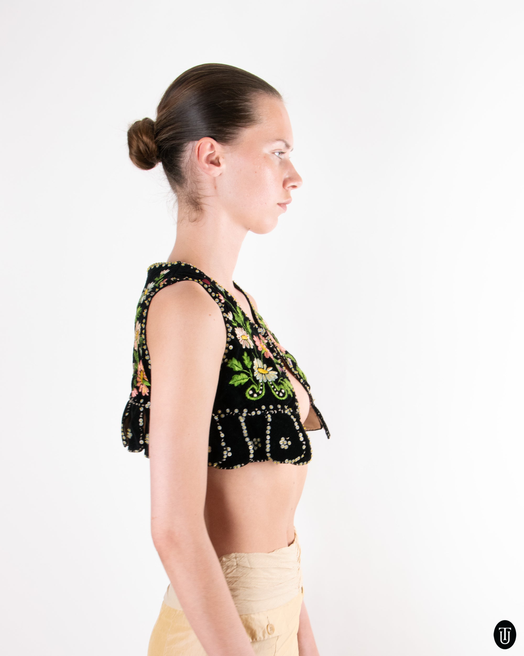 Early 1900's Vintage Embroidered Vest XS
