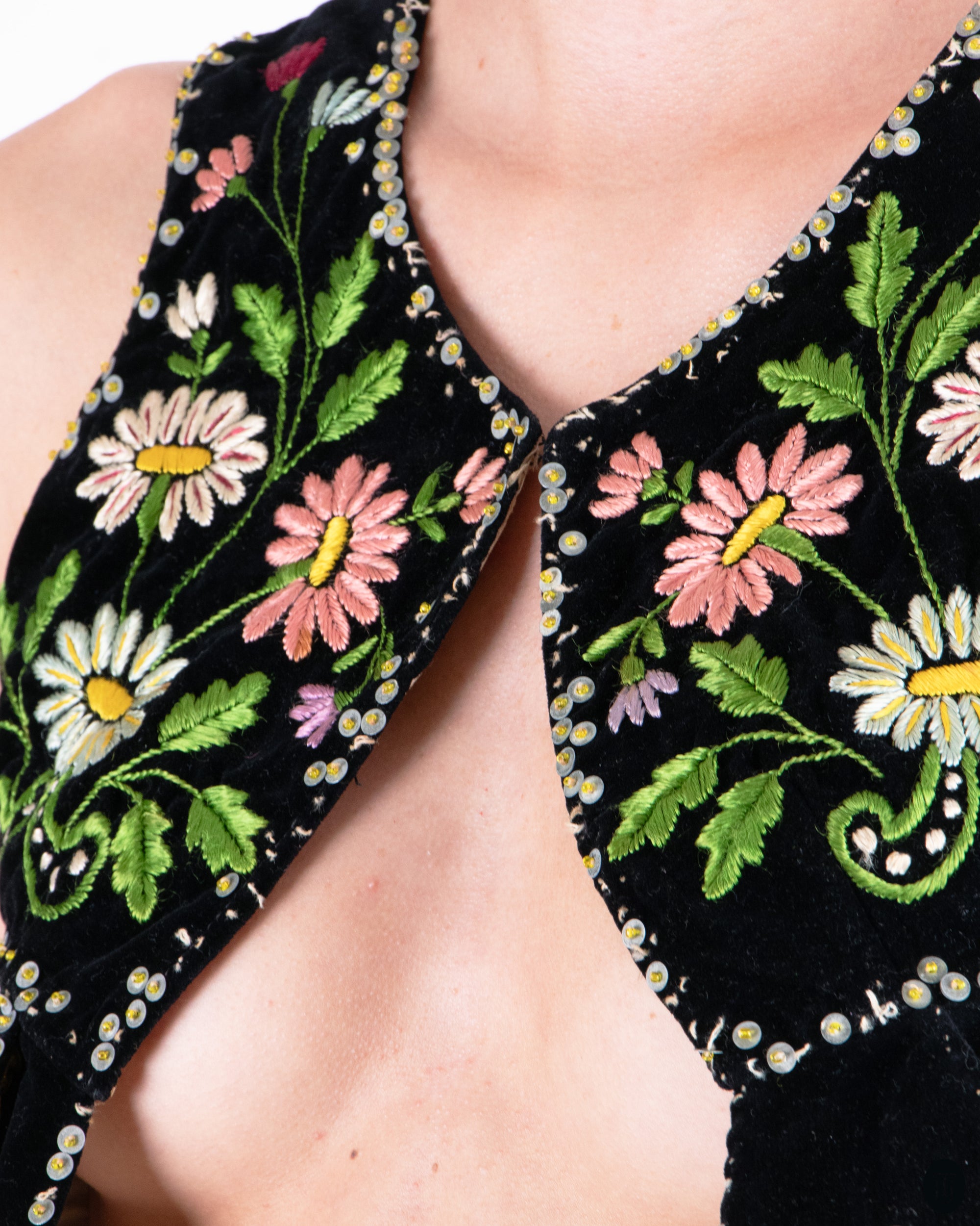 Early 1900's Vintage Embroidered Vest XS