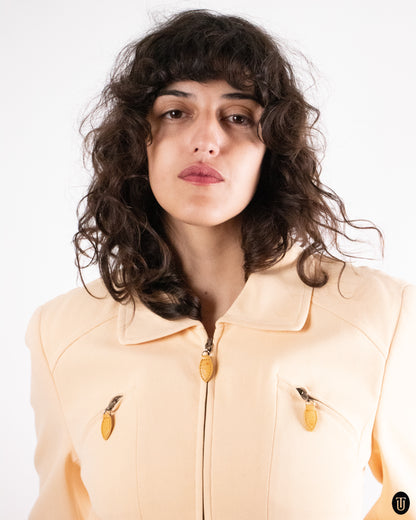1980's Escada Beige Cotton Jacket S