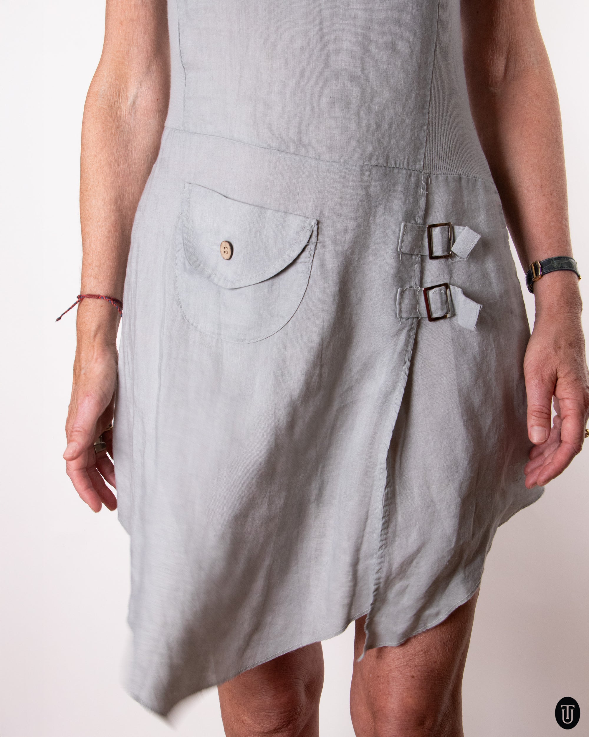 90's Buckle Linen Dress S