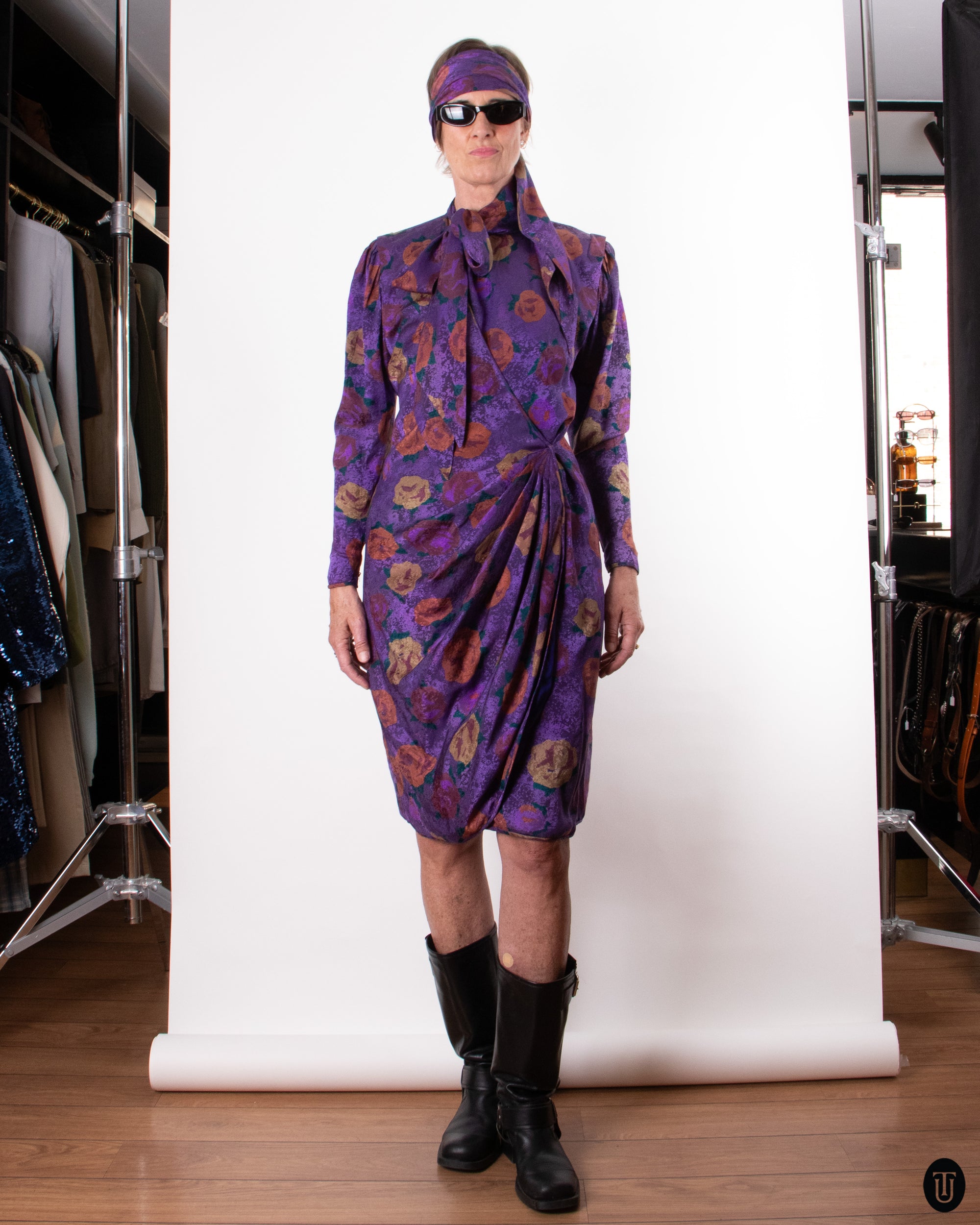 80's Ungaro Floral Wrap Dress M