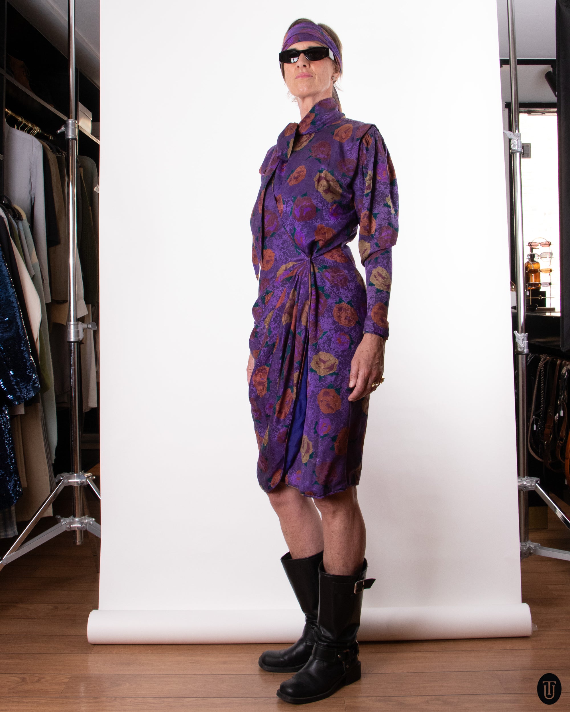 80's Ungaro Floral Wrap Dress M