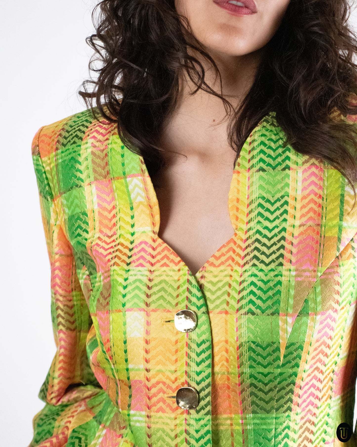 1990's Yves Saint Laurent "Variation" Plaid Blazer L