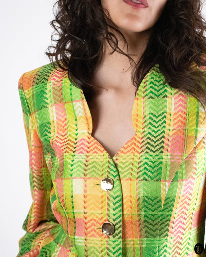 1990's Yves Saint Laurent "Variation" Plaid Blazer L