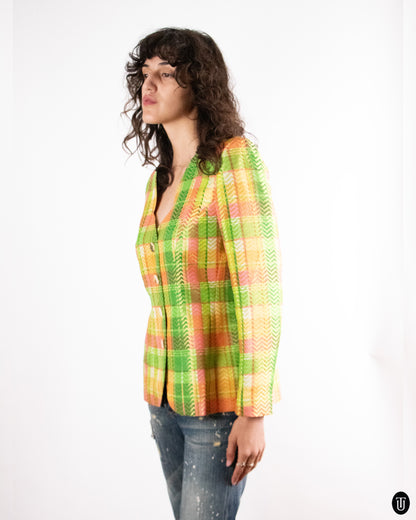 1990's Yves Saint Laurent "Variation" Plaid Blazer L