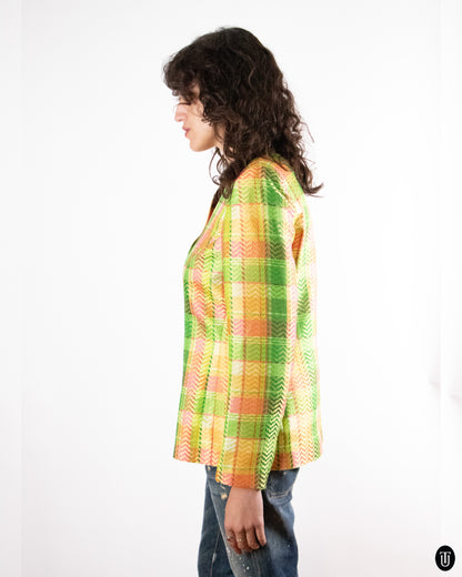 1990's Yves Saint Laurent "Variation" Plaid Blazer L