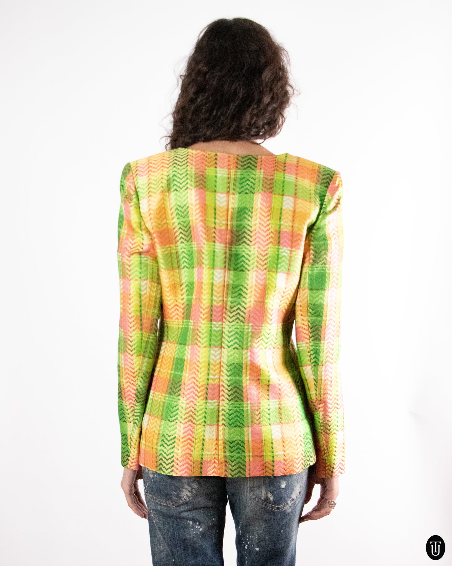 1990's Yves Saint Laurent "Variation" Plaid Blazer L