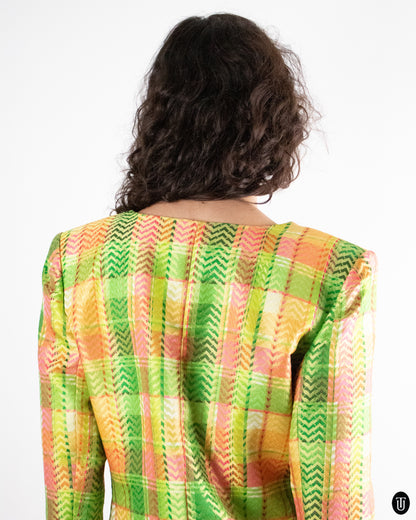 1990's Yves Saint Laurent "Variation" Plaid Blazer L
