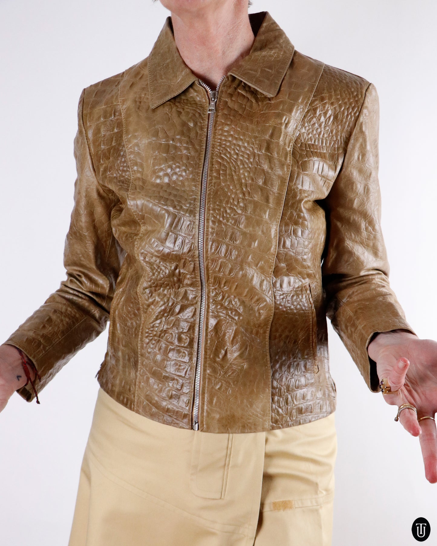 90's Inside Stone Leather Jacket S