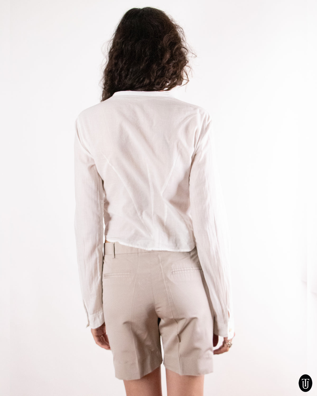 00's Martihé + François Girbaud "LE JEANS" White Cotton Drawstring Top S