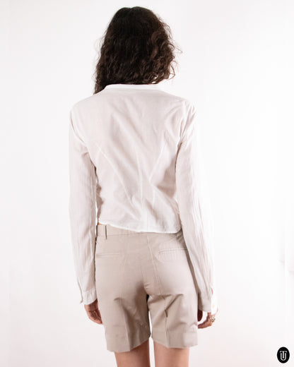 00's Martihé + François Girbaud "LE JEANS" White Cotton Drawstring Top S