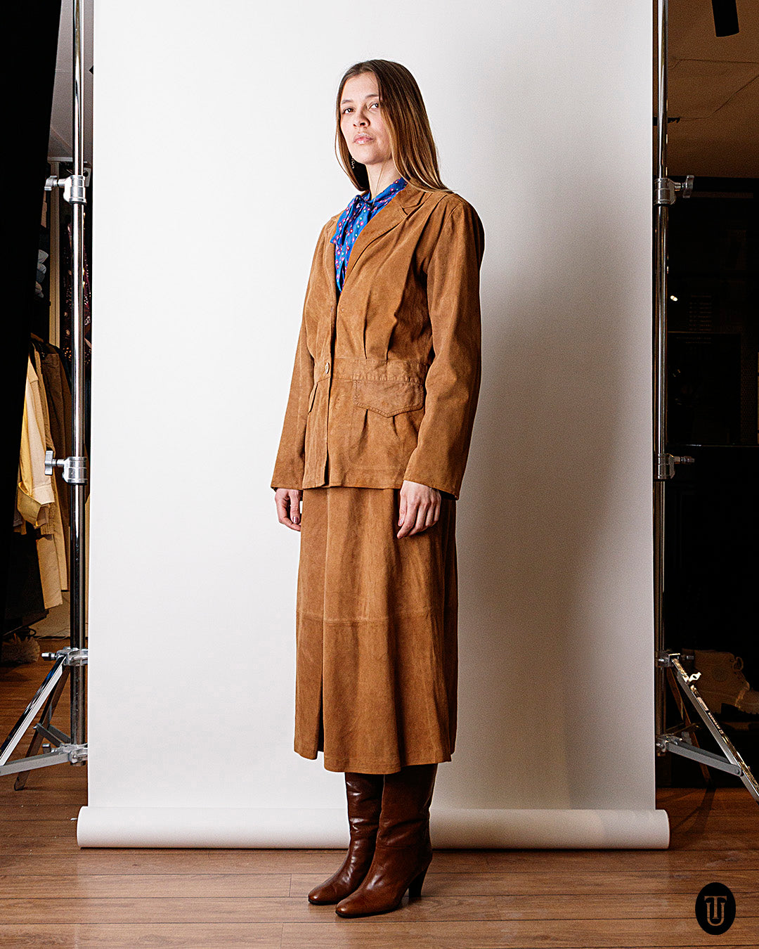 1970s Gucci Suede Skirt Suit S