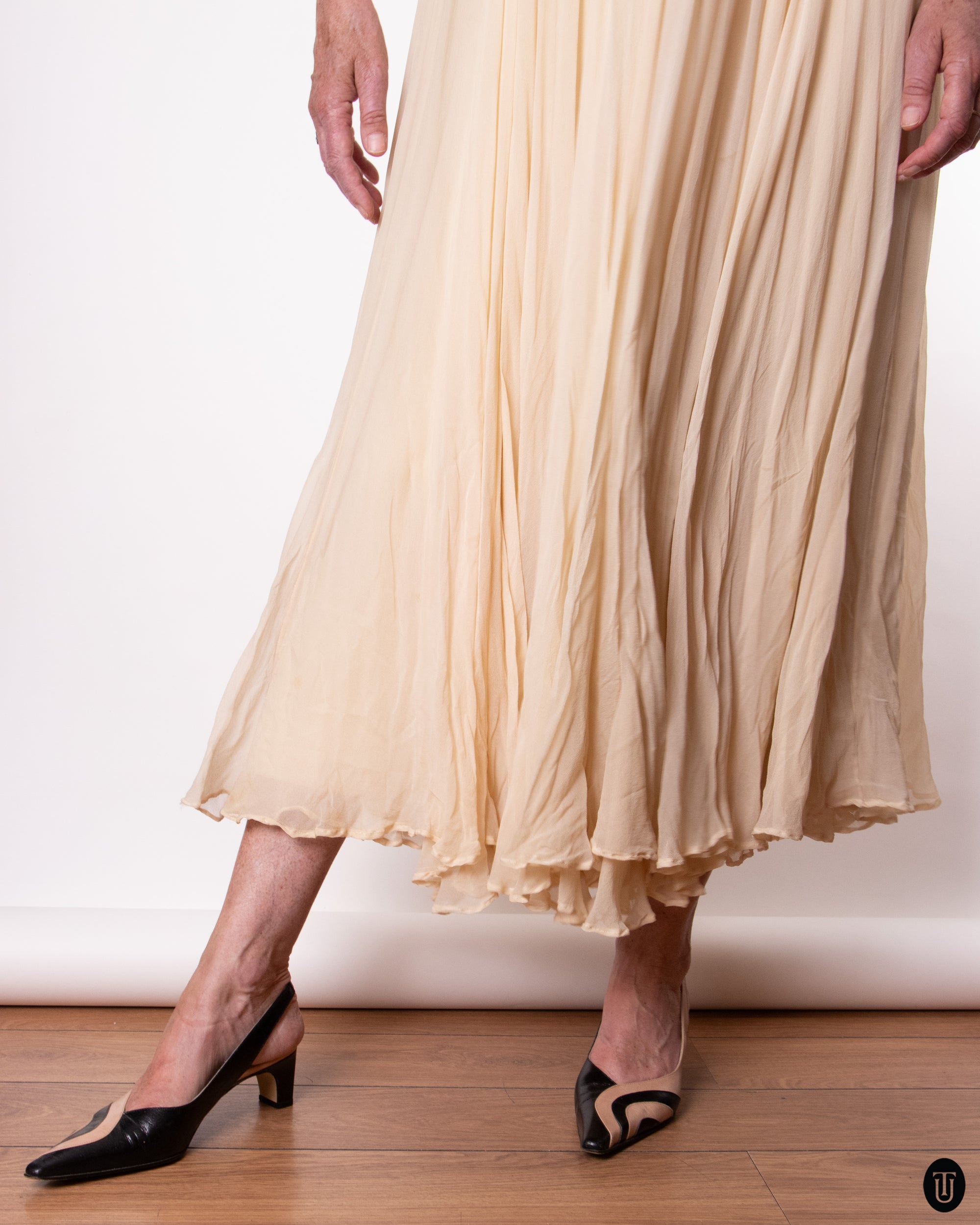 60's Embellished Silk Dress M